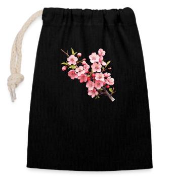 Cherry Blossom - Closable cotton gift bag (14x20cm) - black - Front