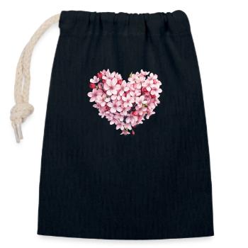 Sakura Heart - Closable cotton gift bag (14x20cm) - navy - Front