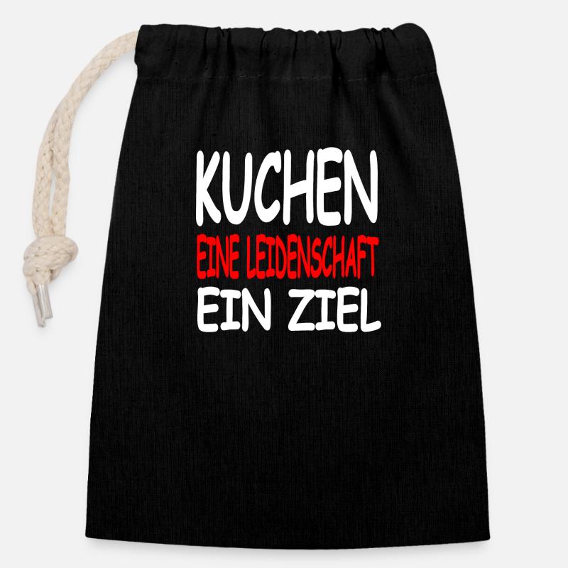 Kuchen - Verschließbarer Geschenkbeutel aus Baumwolle (14x20cm) - Schwarz