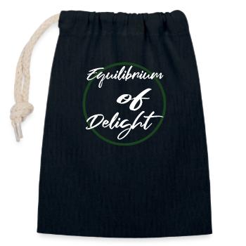 vie équilibrée, plaisir, cultiver, joie, idée présente - Sac cadeau en coton avec cordon (14 x 20 cm) - bleu marine - Devant