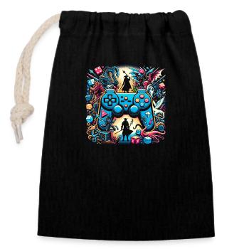 Epic Quest Control - Closable cotton gift bag (14x20cm) - black - Front