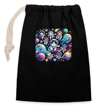 Cosmic Kitties Expedition - Closable cotton gift bag (14x20cm) - black - Front