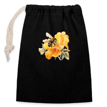 Bee Blossom - Closable cotton gift bag (14x20cm) - black - Front