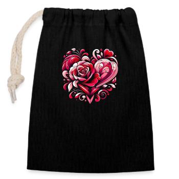 Romance in Bloom - Closable cotton gift bag (14x20cm) - black - Front