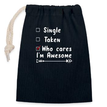 Valentine's Day single taken who cares i m awesome - Closable cotton gift bag (14x20cm) - navy - Front