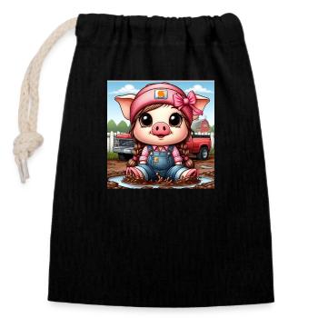 My Design - Closable cotton gift bag (14x20cm) - black - Front