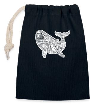 Grosser tauchender Wal Vintage Meerestier - Verschließbarer Geschenkbeutel aus Baumwolle (14x20cm) - Navy - Vorne
