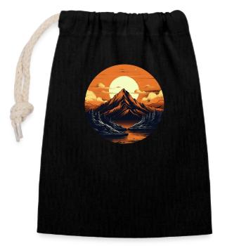 Lueur majestueuse de la montagne - Sac cadeau en coton avec cordon (14 x 20 cm) - noir - Devant