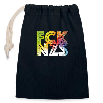 FCK NZS - Closable cotton gift bag (14x20cm) - navy - Front