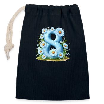 N ° 8 eit numérique fond numéro vecteur signe tal - Sac cadeau en coton avec cordon (14 x 20 cm) - bleu marine - Devant