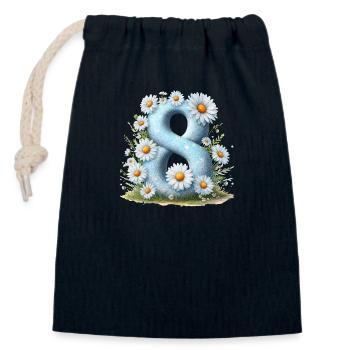 N ° 8 eit numérique fond numéro vecteur signe tal - Sac cadeau en coton avec cordon (14 x 20 cm) - bleu marine - Devant
