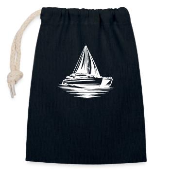 Chic Double Hull Sailboat Catamaran Sailor - Closable cotton gift bag (14x20cm) - navy - Front