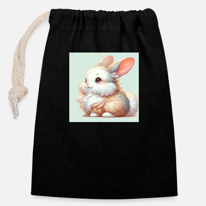Rabbit - Verschließbarer Geschenkbeutel aus Baumwolle (14x20cm) - Schwarz