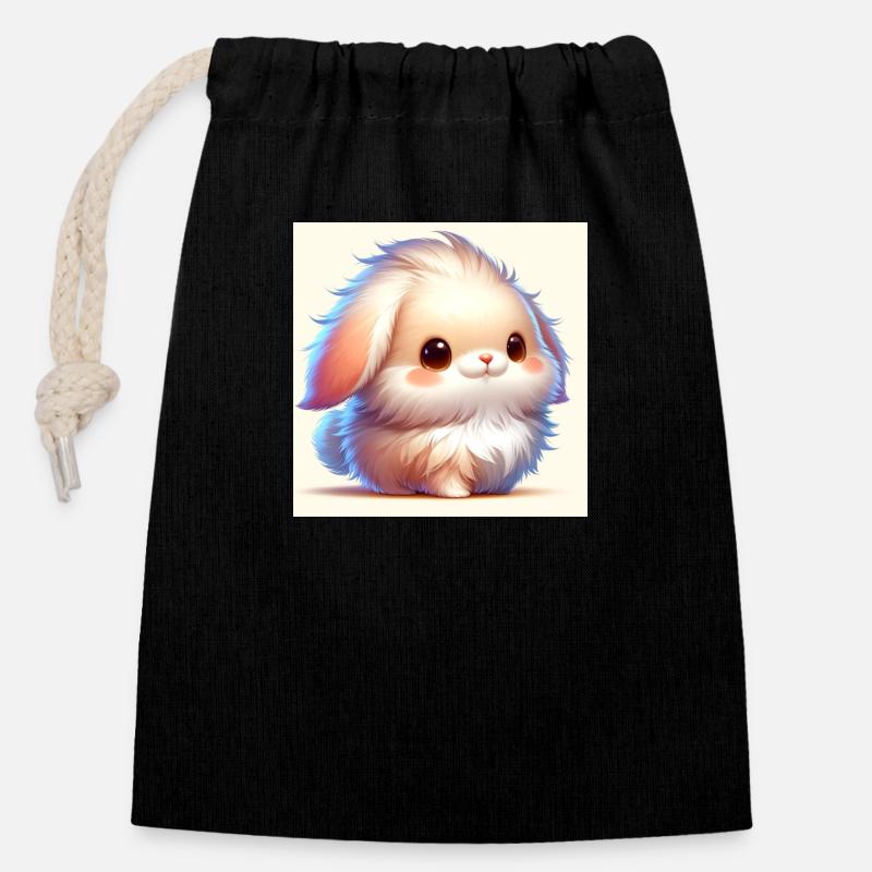 Fille lapin - Sac cadeau en coton avec cordon (14 x 20 cm) - noir