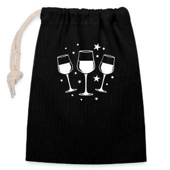 Weinglas Rotwein Symbol Wein - Verschließbarer Geschenkbeutel aus Baumwolle (14x20cm) - Schwarz - Vorne