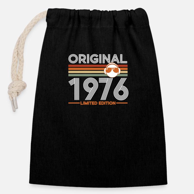 1976 - Sac cadeau en coton avec cordon (14 x 20 cm) - noir