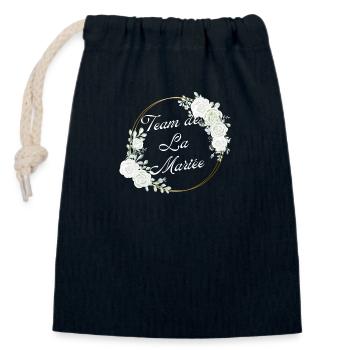 The Bride Team White Flower - Matching tshirt - Closable cotton gift bag (14x20cm) - navy - Front