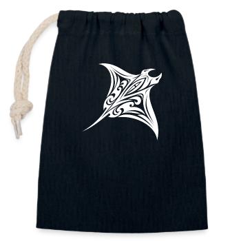Tribal Manta Ray Style Diver Fan Tattoo - Closable cotton gift bag (14x20cm) - navy - Front