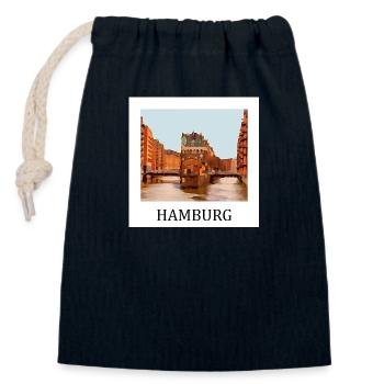 Hamburg - Closable cotton gift bag (14x20cm) - navy - Front