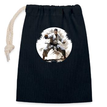 Karate kann die Konzentration zu verbessern - Verschließbarer Geschenkbeutel aus Baumwolle (14x20cm) - Navy - Vorne