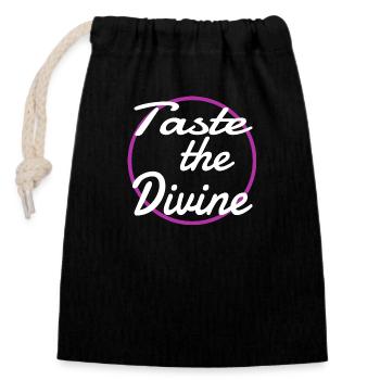 Combinaisons de saveurs Bonheur Cuisine Présent - Sac cadeau en coton avec cordon (14 x 20 cm) - noir - Devant