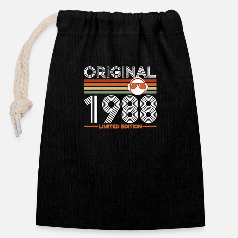 1988 - Closable cotton gift bag (14x20cm) - black