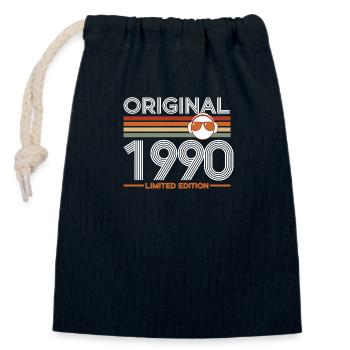 1990 - Closable cotton gift bag (14x20cm) - navy - Front