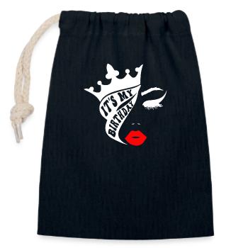 Beautiful female paint art Face colorful woman - Closable cotton gift bag (14x20cm) - navy - Front