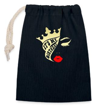Beautiful female paint art Face colorful woman - Closable cotton gift bag (14x20cm) - navy - Front