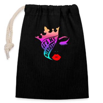Beautiful female paint art Face colorful woman - Closable cotton gift bag (14x20cm) - black - Front