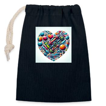 Au cœur de la forme physique - Sac cadeau en coton avec cordon (14 x 20 cm) - bleu marine - Devant
