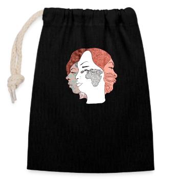 Les trois femmes n°2 - Sac cadeau en coton avec cordon (14 x 20 cm) - noir - Devant