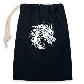 Brüllender chinesischer Drache im Tattoo Style - Verschließbarer Geschenkbeutel aus Baumwolle (14x20cm) - Navy - Vorne