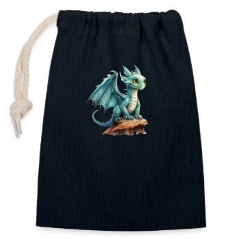 Wasserfarben Drache - Verschließbarer Geschenkbeutel aus Baumwolle (14x20cm) - Navy - Vorne