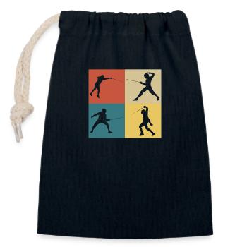 Retro Vintage Fencer - Closable cotton gift bag (14x20cm) - navy - Front