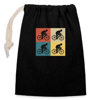 vélo vintage rétro - Sac cadeau en coton avec cordon (14 x 20 cm) - noir - Devant