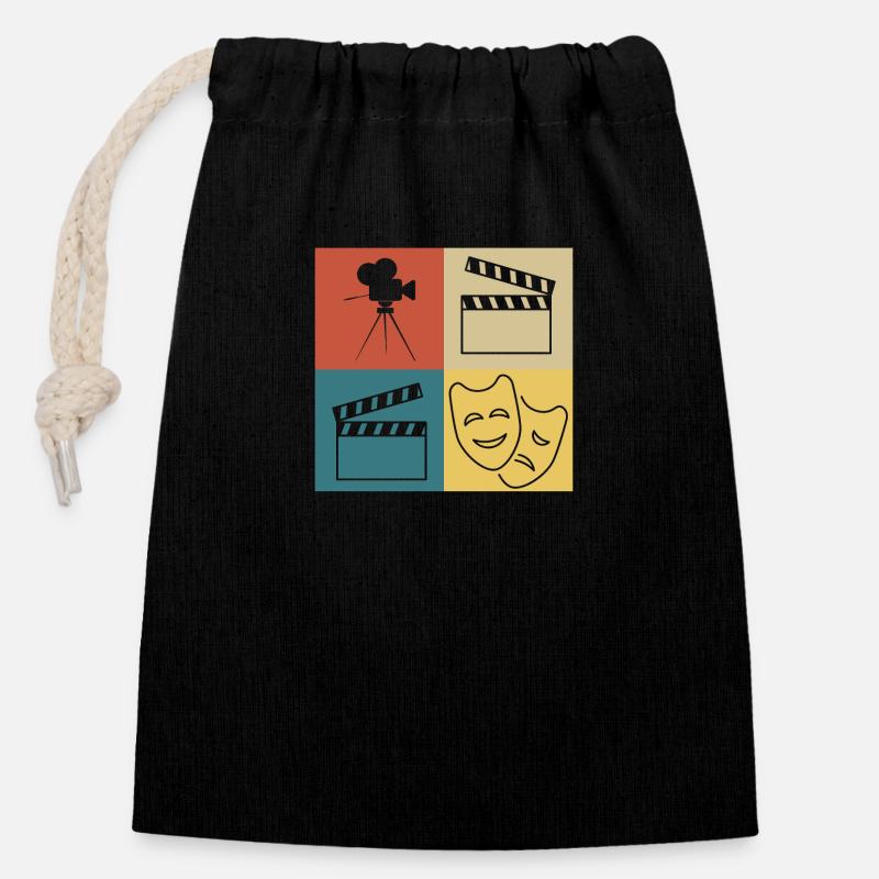 Retro Vintage Theater - Closable cotton gift bag (14x20cm) - black