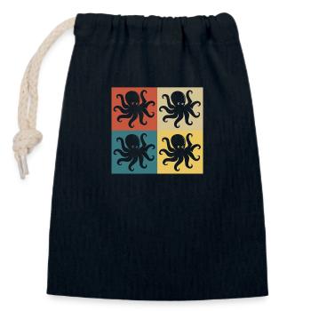 Retro Vintage Octopus - Closable cotton gift bag (14x20cm) - navy - Front