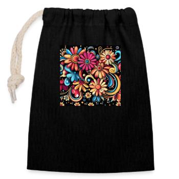 Enchanting Flowers - Closable cotton gift bag (14x20cm) - black - Front