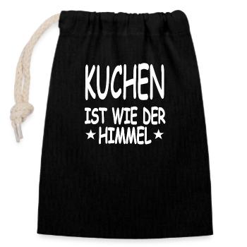 Kuchen - Verschließbarer Geschenkbeutel aus Baumwolle (14x20cm) - Schwarz - Vorne