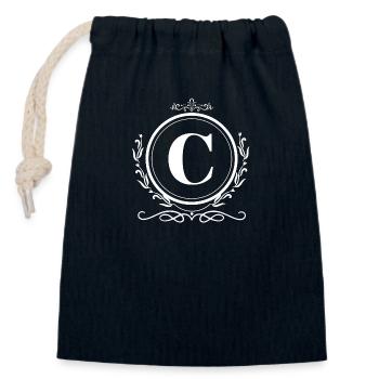 Letter C Decoration - Closable cotton gift bag (14x20cm) - navy - Front