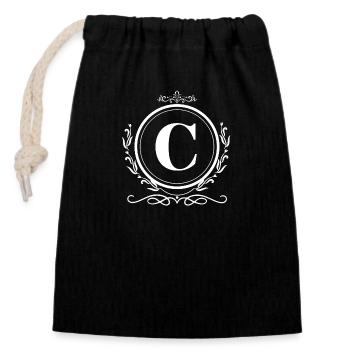 lettre c décoration - Sac cadeau en coton avec cordon (14 x 20 cm) - noir - Devant