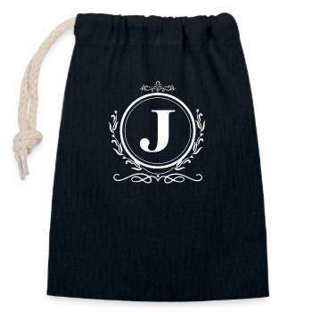 Letter J Decoration - Closable cotton gift bag (14x20cm) - navy - Front