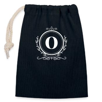 Letter O Decoration - Closable cotton gift bag (14x20cm) - navy - Front