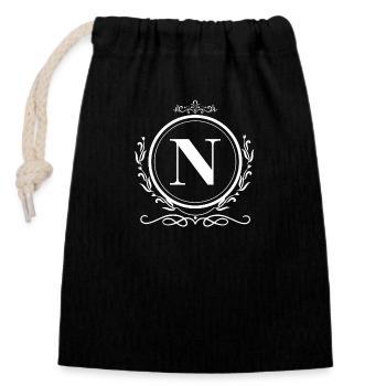 Letter N Decoration - Closable cotton gift bag (14x20cm) - black - Front