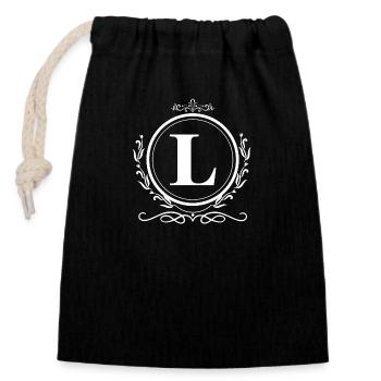 lettre l décoration - Sac cadeau en coton avec cordon (14 x 20 cm) - noir - Devant
