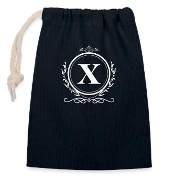 Letter x Decoration - Closable cotton gift bag (14x20cm) - navy - Front