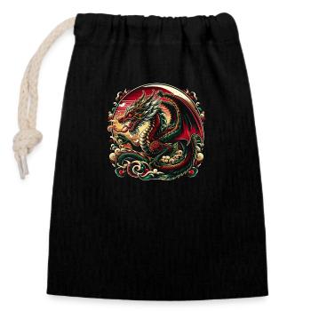 Crimson Crest Dragon - Closable cotton gift bag (14x20cm) - black - Front
