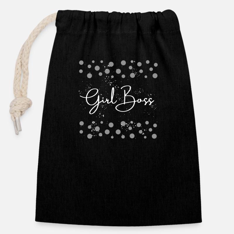 Girl - Closable cotton gift bag (14x20cm) - black