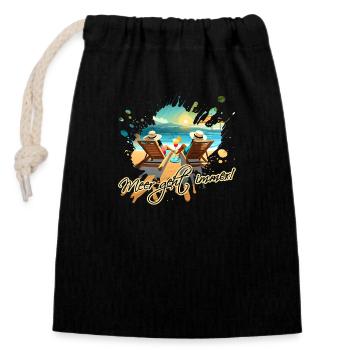 The sea is always good - Closable cotton gift bag (14x20cm) - black - Front